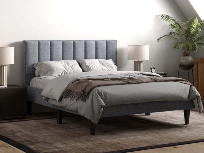 Flair Riverside Fabric Bed Grey-SuperKing