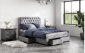 Royce light Grey double drawer bed