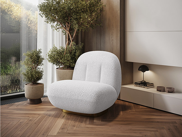 Flair Sanok Boucle Accent Chair Cream/White