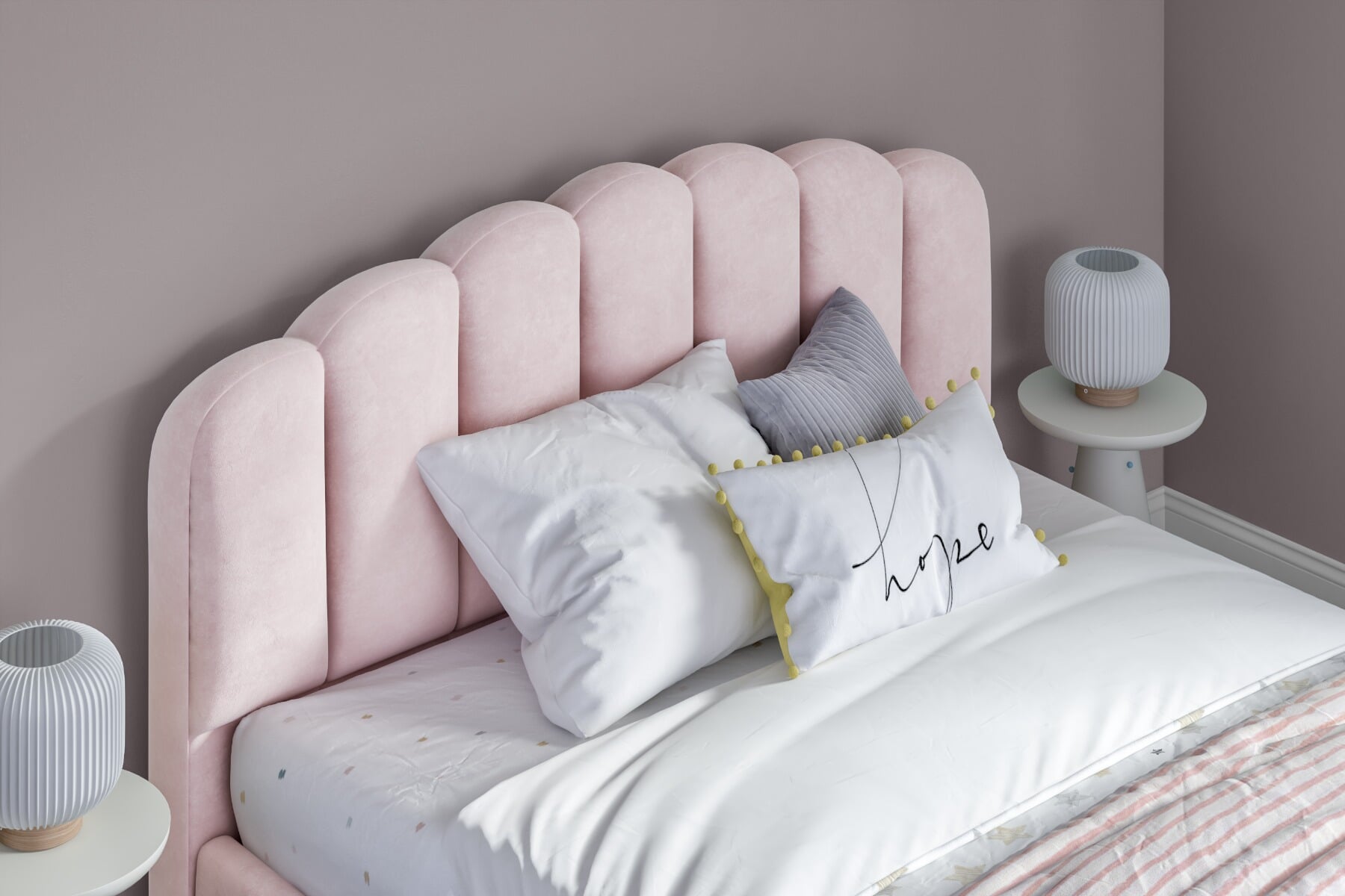 Scalloped shop velvet bed