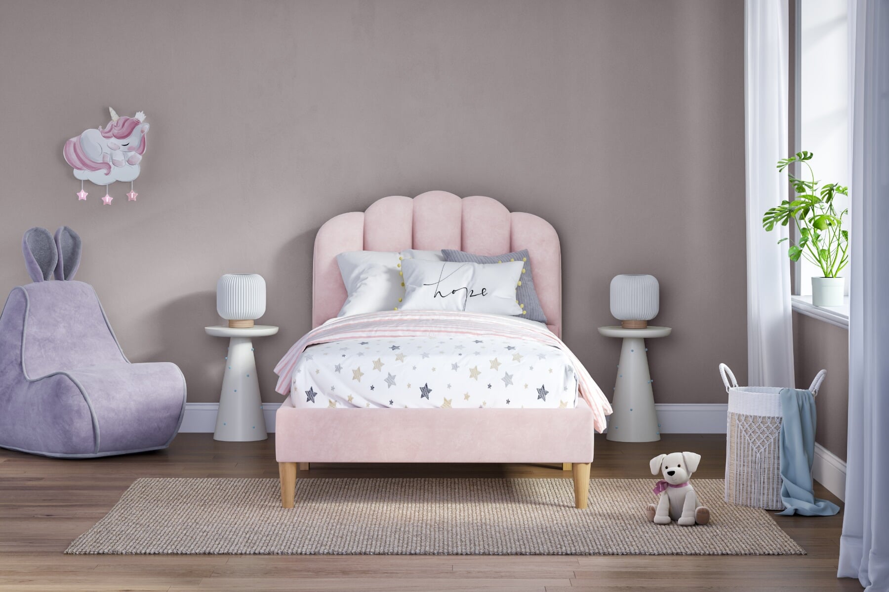 Pink velvet bed 2024 frame single