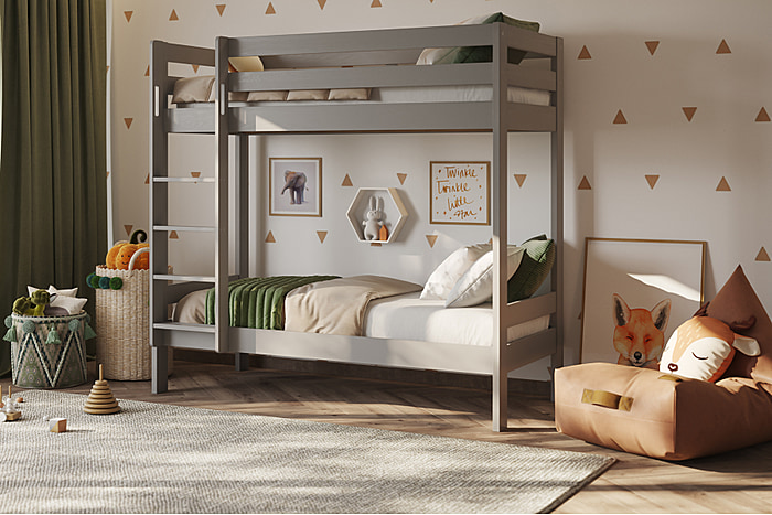 Noomi Nora Solid Wood Shorty Bunk Bed Grey (FSC Certified)