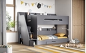 Grey Slick bunk bed with staircase cupboards