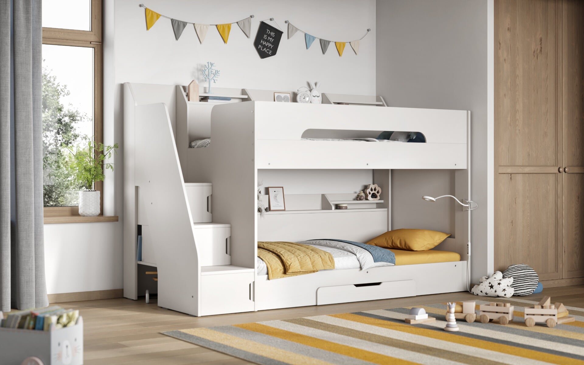 Loft bed with stairs and clearance drawers