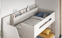 white bunk bed with shelves