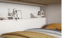 slick bunk bed white shelf