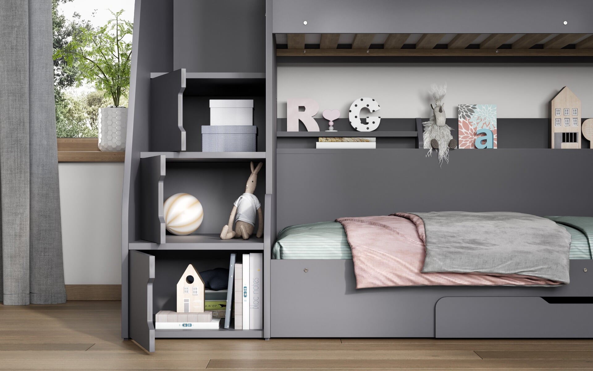 Triple bunk cheap with stairs