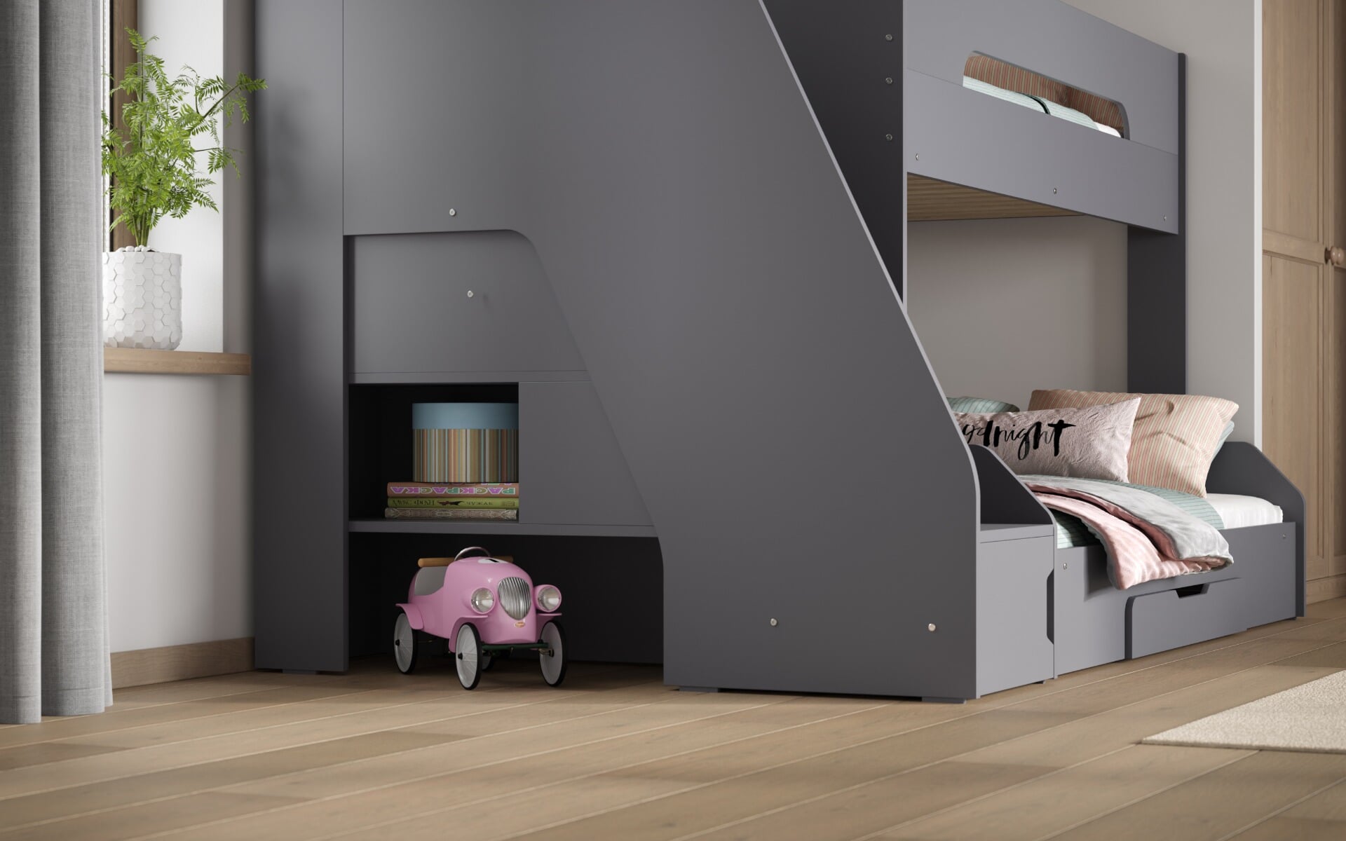 Staircase triple bunk bed sale