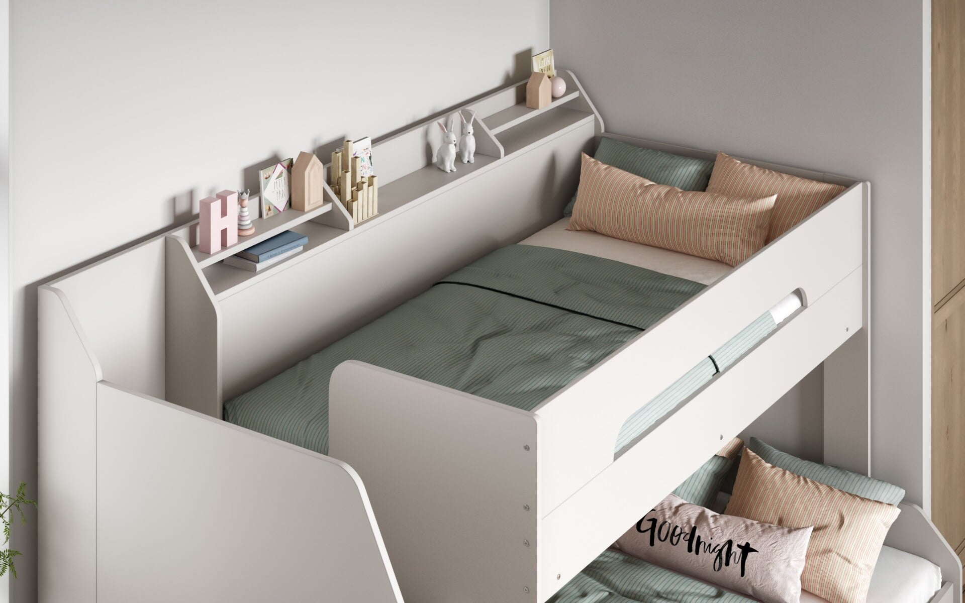 Flair Furnishings Slick Staircase Triple Bunk Bed White