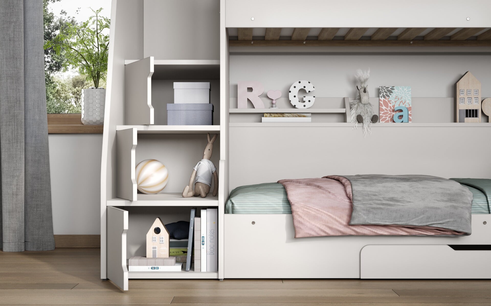 Flair furnishings slick staircase bunk bed white sale