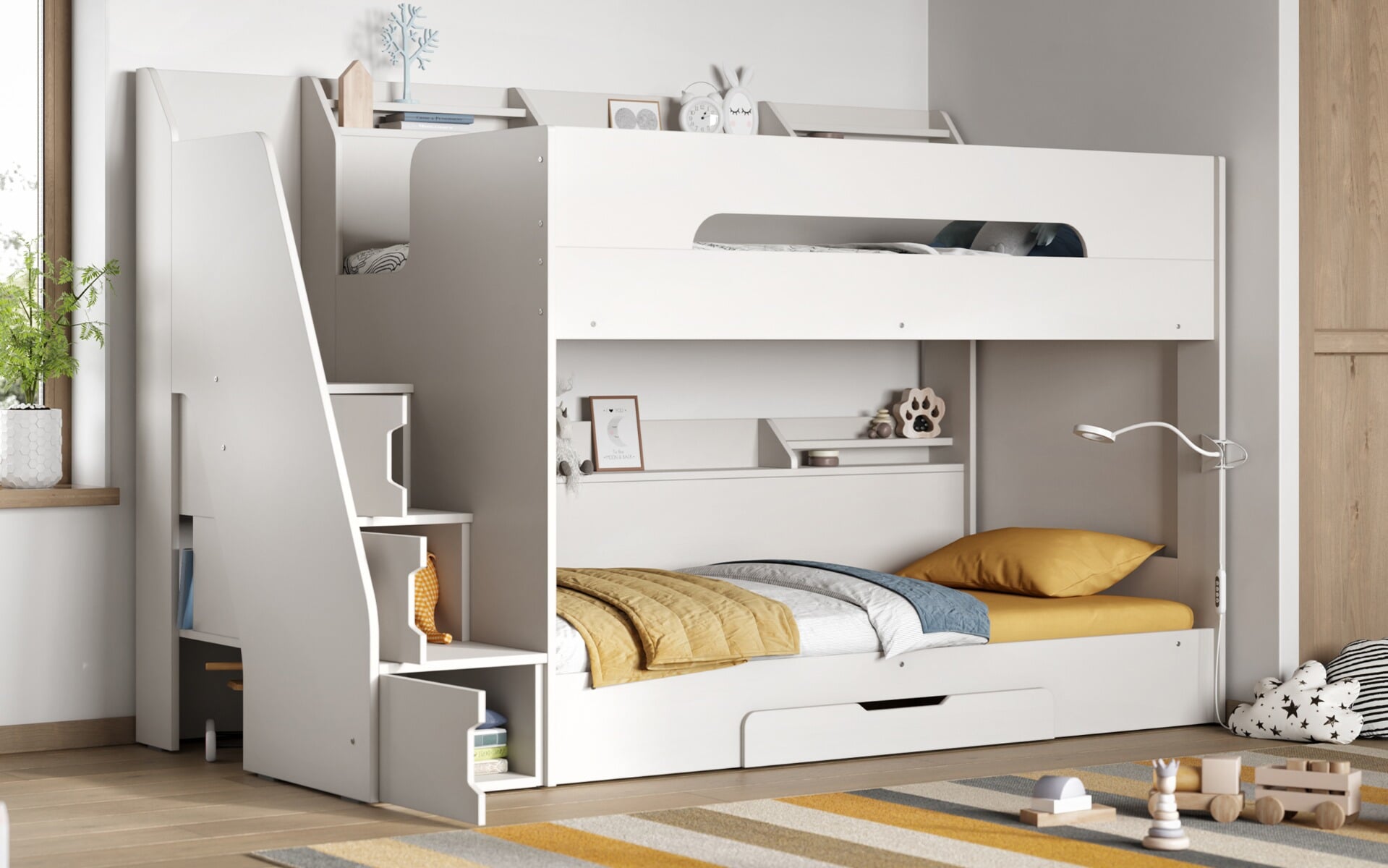White bunk sale beds with storage