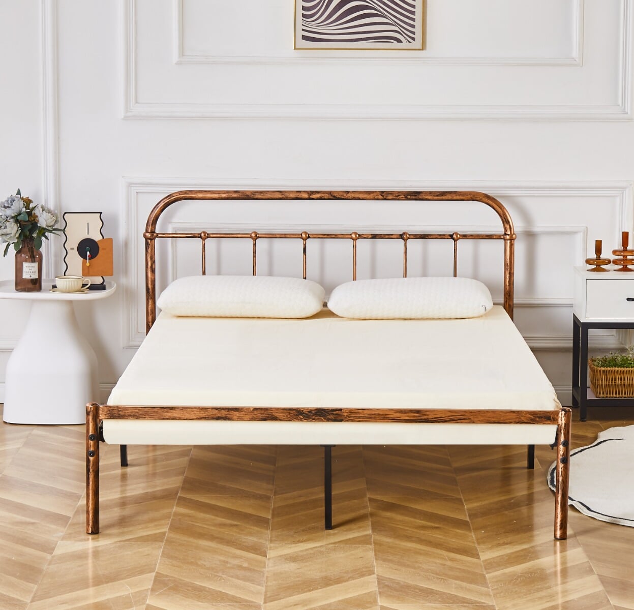 Brass bed frame king top