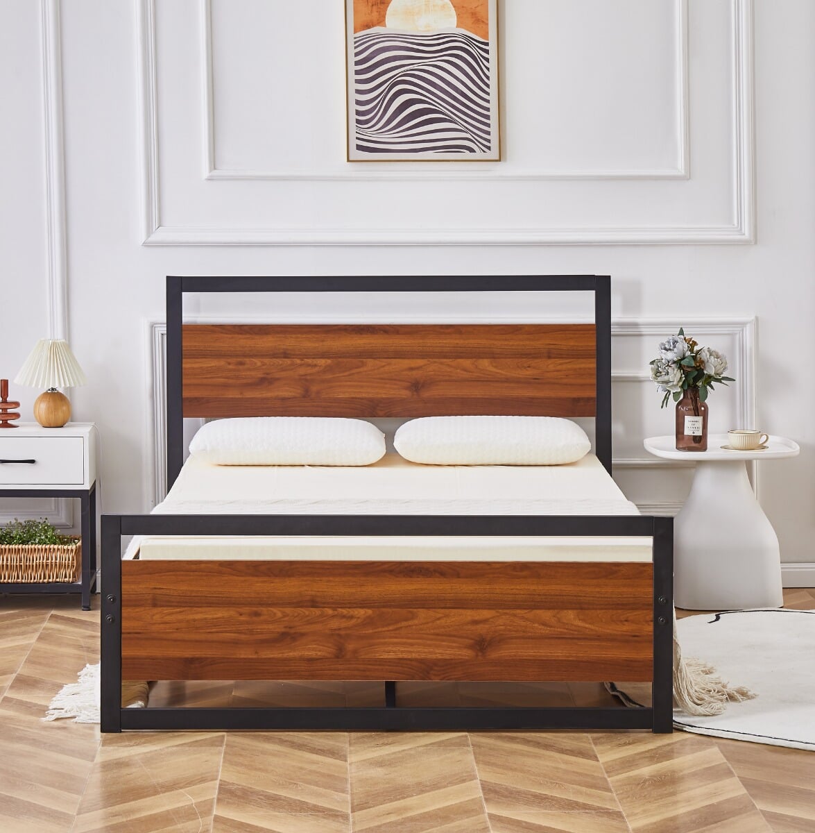 Bed frame wood on sale and metal