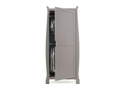 Elegant grey single wardrobe in a beautiful sleigh design. Two hanging rails, soft close door and recessed handle.