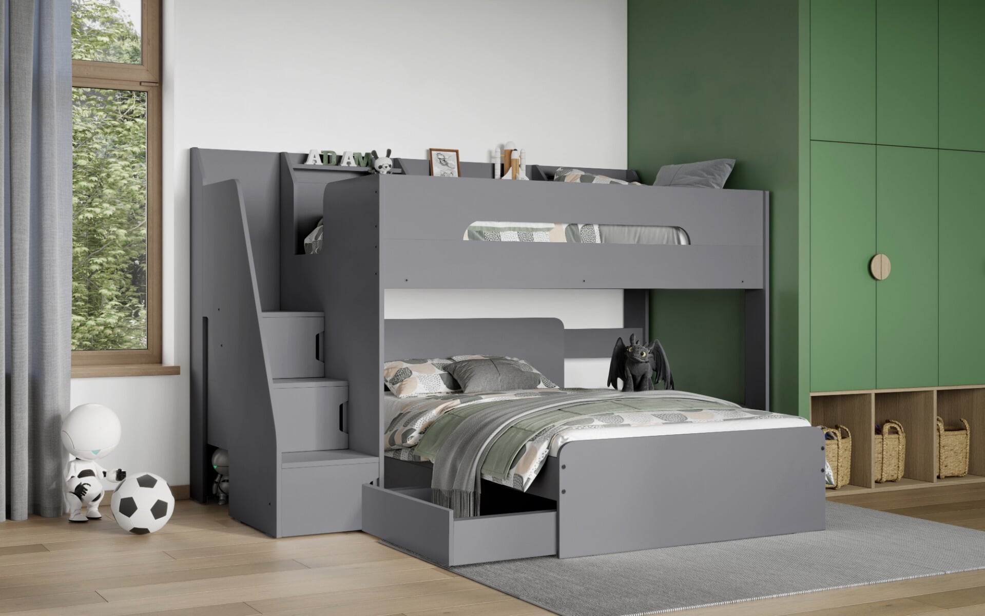 Stepaside L Shaped Triple Sleeper Grey