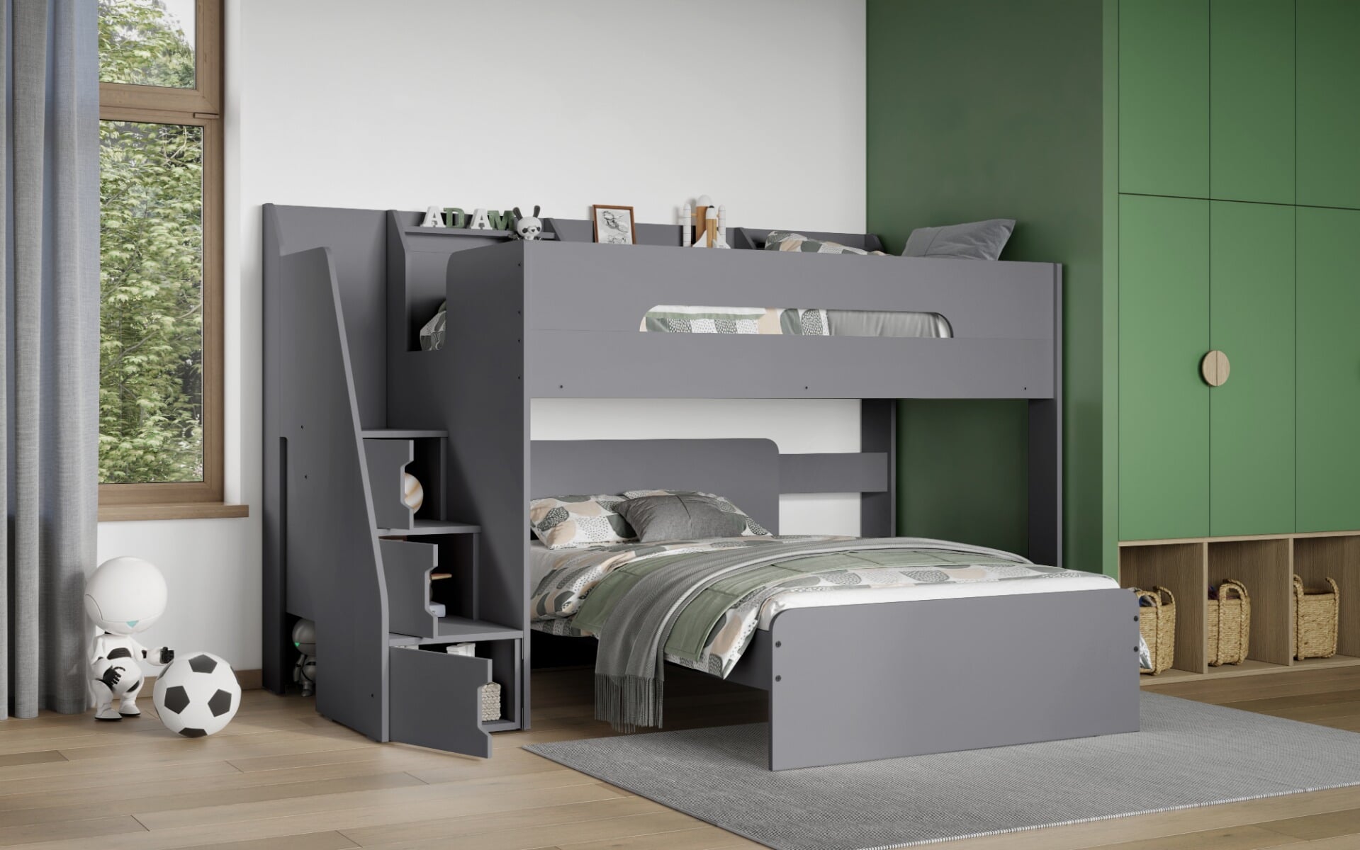 Stepaside L Shaped Triple Sleeper Grey