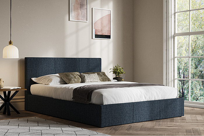 Emporia Beds Stirling Chambray Blue Fabric Ottoman Bed Frame
