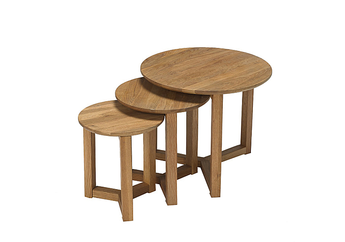 LPD Stow Solid Oak Nest of Three Tables
