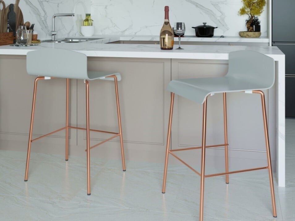 Grey and copper bar stools top