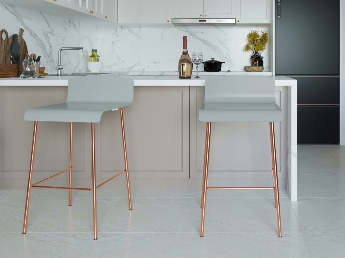 Flair Syrus Barstools Grey and Copper Set of 2