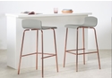 Flair Syrus Barstool Grey and Copper retro design grey painted plywood curved seats copper legs