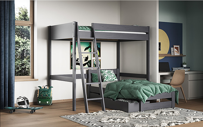 Tera L shaped bed with drawers Grey