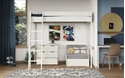 Noomi Tera Solid Wood Highsleeper With Futon-Single Continental-White-Grey
