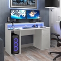 Flair Power Z Compact Computer Gaming Desk White With Colour Changing LED Lights