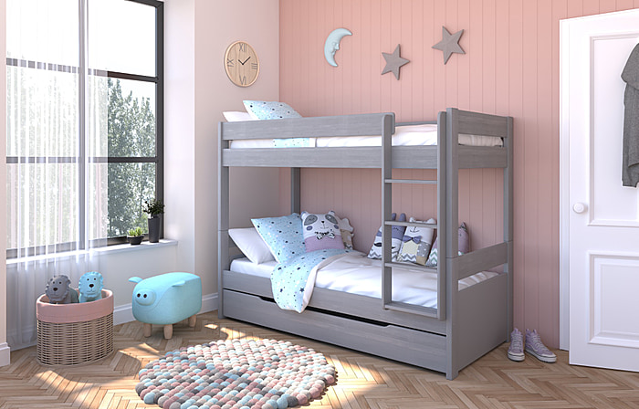 detachable bunk bed with trundle drawer