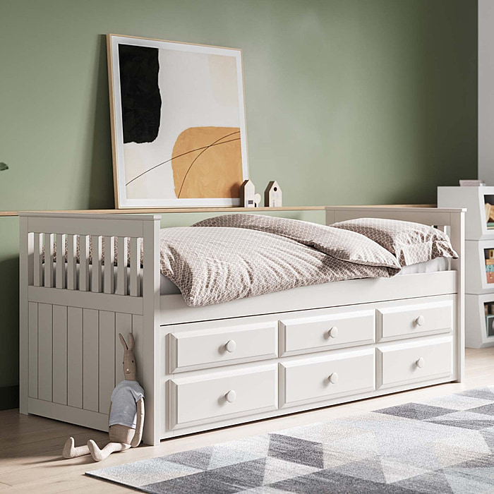 Flair Vancouver High Foot Captains Bed With Drawers White