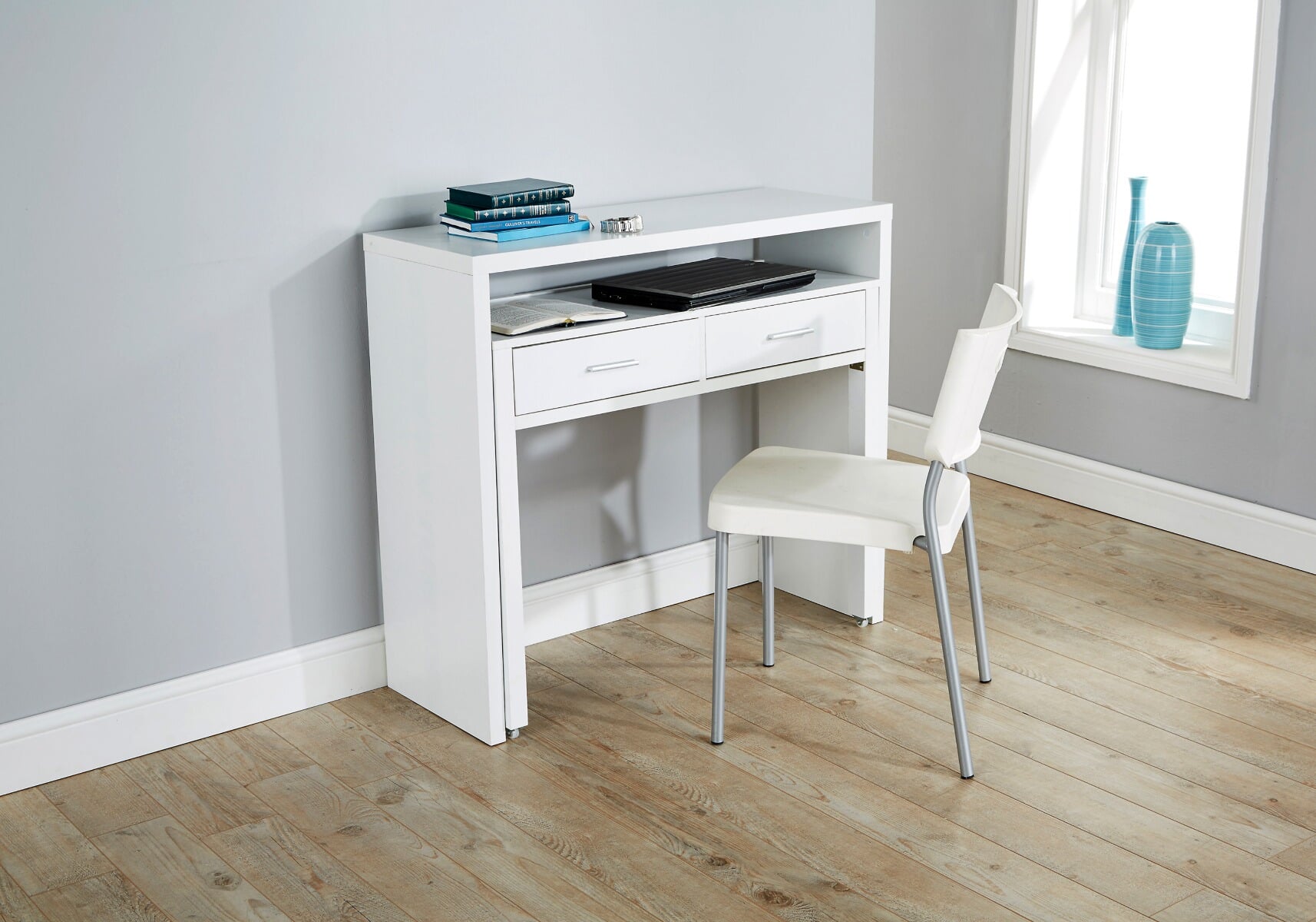 Tressa extendable console desk deals in grey and white