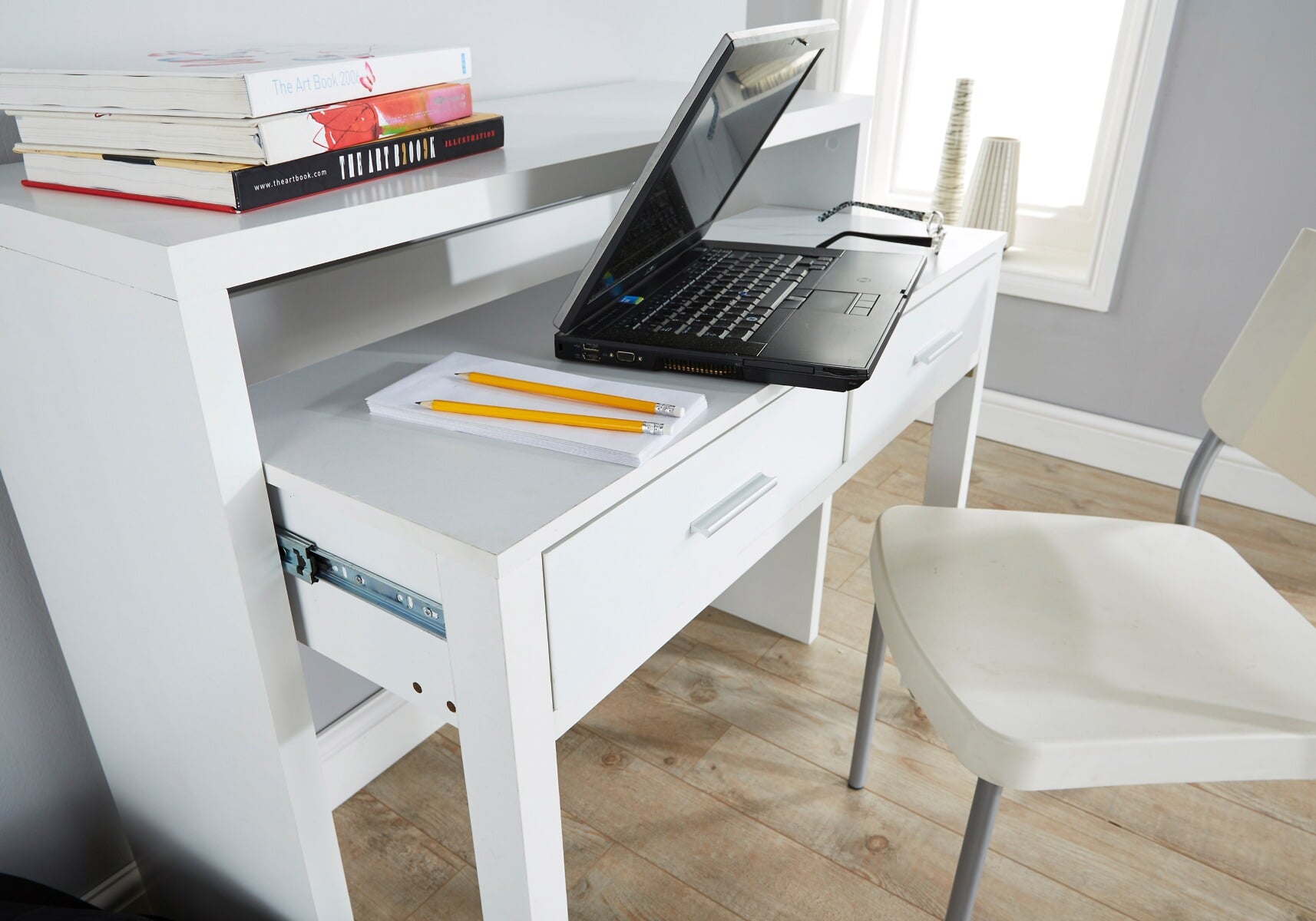 Tressa extendable console desk on sale in grey and white