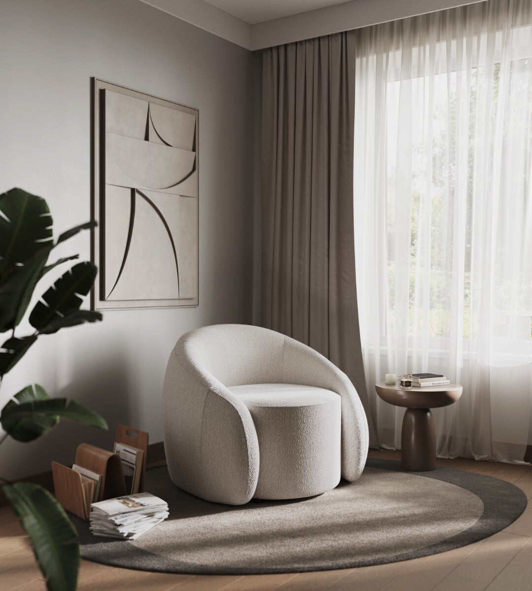 Flair Aelia Boucle Teddy Accent Swivel Chair