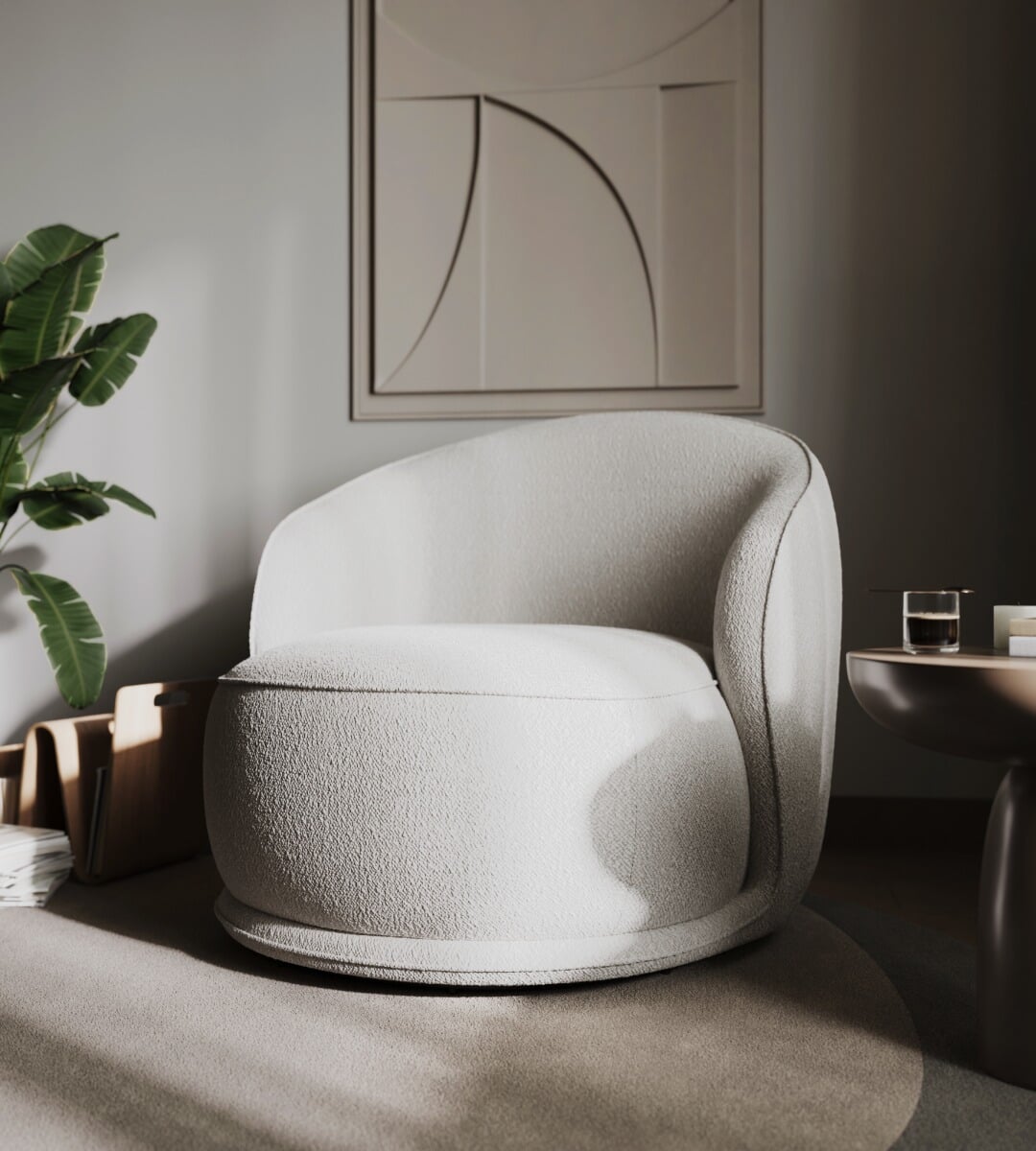 Flair Tullia Boucle Teddy Accent Chair Cream