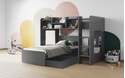 Flair Wizard Junior L Shaped Bunk Bed Grey