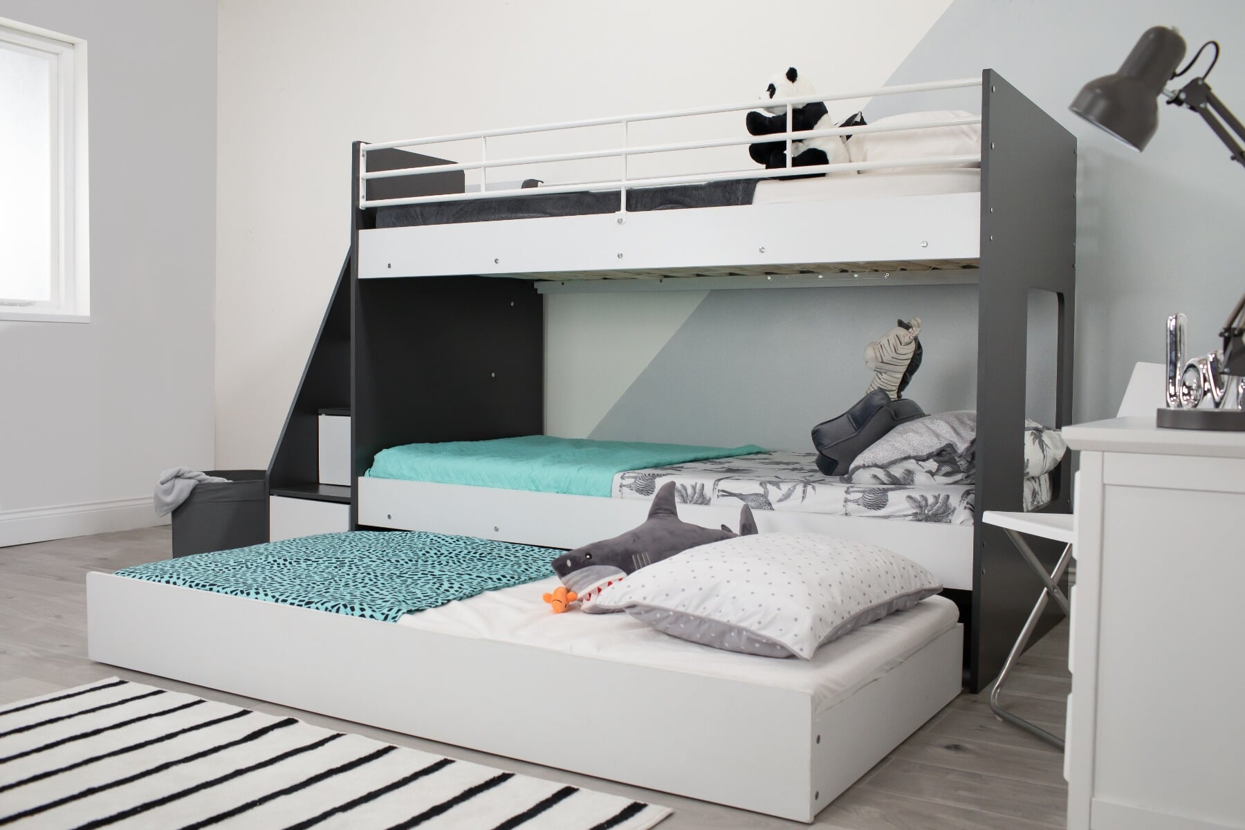 Bella fortis twin staircase sales bunk bed with trundle