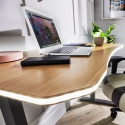 X Rocker Oka Office Desk Oak Effect - LED Lighting & Wireless Charging - 110x55