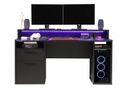 Flair Power Z Black Computer Gaming Desk With Colour Changing LED Lights