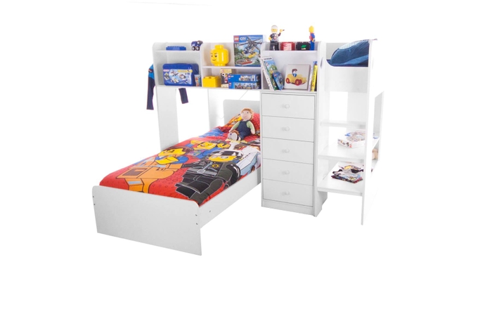 Flair Wizard Junior L Shaped Bunk Bed White